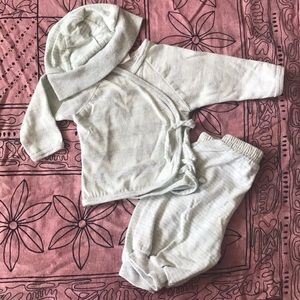 Light mint and gray, Kimono Top, Pants, Hat